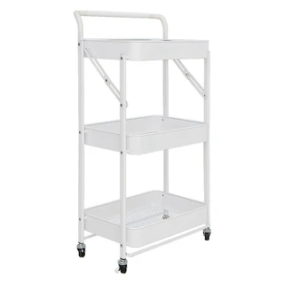 life lance 折疊式 鐵製 移動式 推車 三層, 3層, 白色