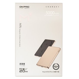 ONPRO 可充式鋰離子磁吸行動電源 附USB-C Cable + 收納套 96 x 65.8 x 9.6mm 113g, MagReact MXs, 原鈦