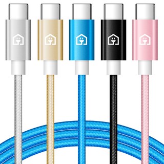 홈플래닛 패브릭 고속충전케이블 C타입, 1.5m, 혼합색상, 5개