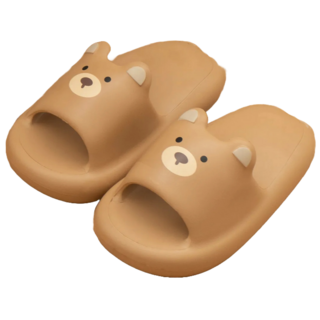 沐慕家居 浴室防滑熊掌拖鞋 塑膠材質, 咖色, 1雙