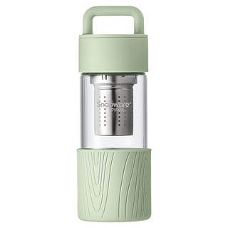 Corelle Brands 康寧餐具 Snapware 晶透手提茶隔耐熱玻璃水瓶, 杉林綠, 480ml, 1個