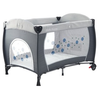 PO PO HAPPY 折疊嬰兒床, 展開(110 x 75 x 77cm), 淺綠灰色