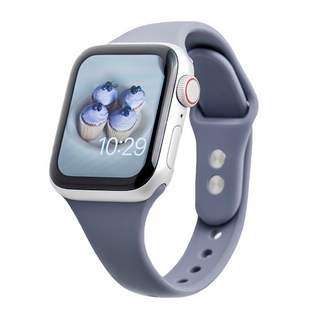 누아트 애플워치 호환 더블버클 슬림 실리콘 스트랩 밴드, 라벤더 그레이, 1개