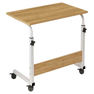 簡約升降可移動邊桌 加大桌面 穩固板材 萬向轉輪, 蘋果木