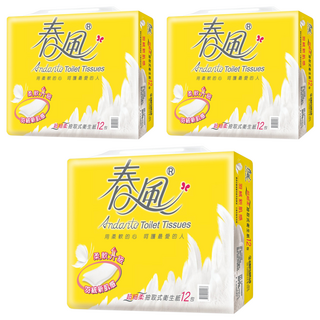 春風 超細柔抽取式衛生紙 2層 110張, 12包, 3袋
