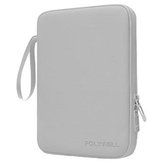 POLYWELL 寶利威爾 平板防撞防水收納包 緩衝泡綿內襯 PU材質防撥水 全開拉鍊 多種尺寸 適用iPad PW15-T65-0838, 灰色, 1個