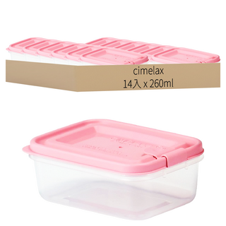 CIMELAX 四方便當微波盒 14件組 260ml PP塑料, 1組