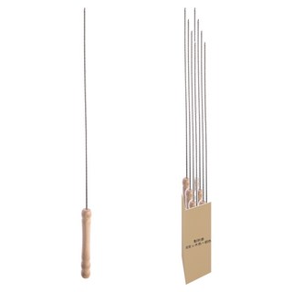 點秋香 不鏽鋼木柄燒烤串 8支 實用堅固 可重覆使用, 木色 + 銀色