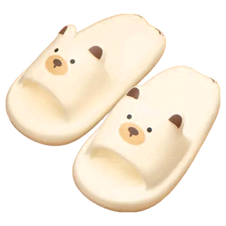 沐慕家居 浴室防滑熊掌拖 居家室內拖鞋 適合春夏秋冬四季穿著, 小熊 米白, 1雙