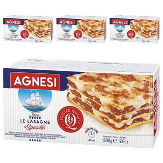 AGNESI 義大利千層麵 杜蘭小麥麵粉製成, 500g, 4盒