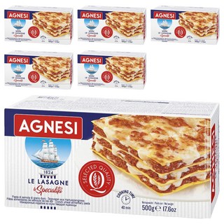 AGNESI 義大利千層麵 杜蘭小麥麵粉製成, 500g, 6盒