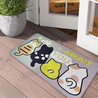 矽藻土軟地墊 加厚款 方形, 40 x 80, 咪咪等你, 2片