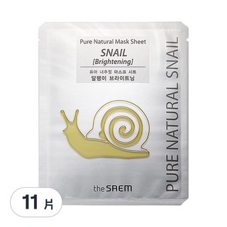 THe SaeM 得鮮 淨白蝸牛精華面膜, 亮白, 1片, 11片