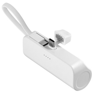 피에스글로벌 힙스터 도킹형 C타입 / C타입 스트랩 보조배터리 5000mAh, MOPB-R5-CHL, 화이트