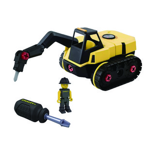 STANLEY Jr. 組裝工程車 STEM 工程玩具 附十字起子和人偶, 5.6 x 10.3 x 5.5英吋, 鑽地機 黃色, 1個