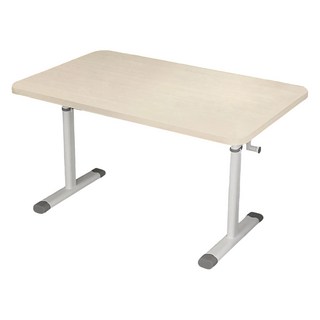 STYLE NS 手搖升降工作桌 加厚桌板 高度可調, 淺木色 + 白色