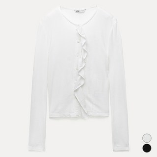 MIXXO 女款荷葉邊開襟T恤