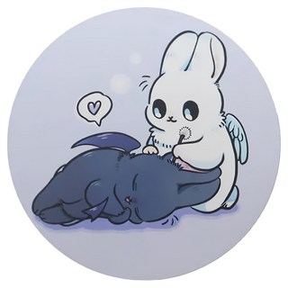 YENDAR 研達 ㄇㄚˊ幾兔 天使&惡魔兔吸水杯墊 鶯歌陶瓷 直徑11cm 台灣製, 掏耳款, 1個