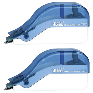 ABEL 力大牌 SR-01事務輕巧推除針器 插卡裝, 透明藍, 2入