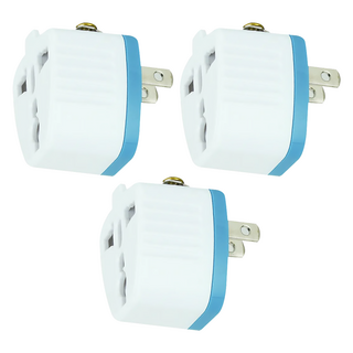 超電王SUPERCELL 萬國台用2P轉接頭 3入 防火材質 經濟部檢驗合格, 白色 + 藍色
