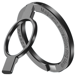 YOGEMDI 手機磁吸指環扣新款金屬 手機支架 引磁環 + 引磁貼片, 黑色, 1個