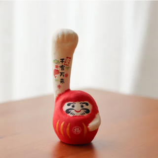 RYUKODO 龍虎堂 開運達摩和紙擺飾 5*5*H7cm, 5.5 × 5 × 12cm, 紅色