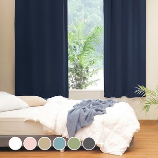 The Zari 素色遮光窗簾(附窗簾鉤10個), 海軍