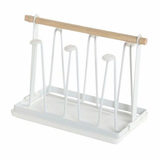 艾米購物 杯架 + 實木托盤 黑色實木托盤, 白色, 1組