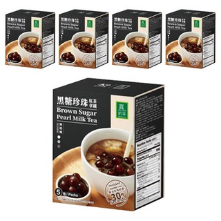 歐可茶葉 黑糖珍珠紅茶拿鐵 慢火炒焙黑糖香 紐西蘭奶粉 Q彈珍珠 三合一沖泡包, 72g, 5包, 5盒