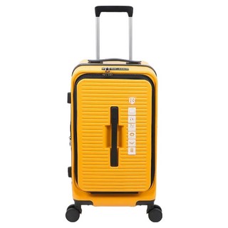 ROYAL SHIELD皇家盾牌 前開式 拉桿旅行箱 大容量靈活收納 TSA海關密碼鎖 360度萬向飛機輪, 黃色, 22吋33 x 30 x 59cm