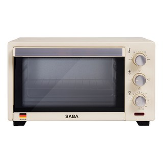 SABA 20L復古電烤箱，全新升級雙層強化玻璃隔熱門，不鏽鋼發熱管發熱均勻，可控溫度100-230°C, SA-HT01