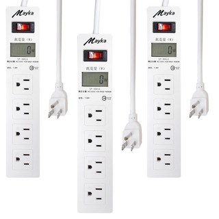 Mayka 明家 電腦用4插1開關延長線 LCD耗電量顯示 智慧安全 1650W, 1.8m, 白色, 3條