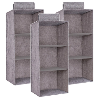 FANCYLIFE 衣櫥收納掛袋, 三層灰色, 3個