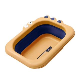 babyhood 鱷魚折疊小臉盆, PP+TPE材質, 便於攜帶, 易清洗, 黃色, 1個