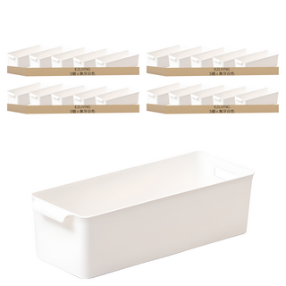 EZLIVING 食品儲藏室把手收納籃 5個, 象牙白, 4組