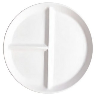 Homely Zakka 北歐陶瓷健康分隔餐盤 圓盤 白色 510g, 20 x 2.5cm, 1個