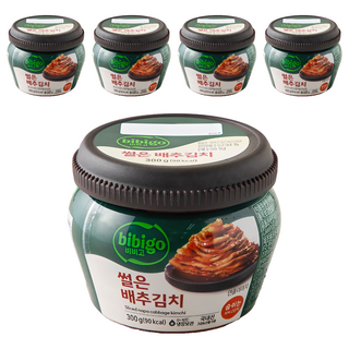 비비고 썰은 배추김치 용기, 300g, 5개