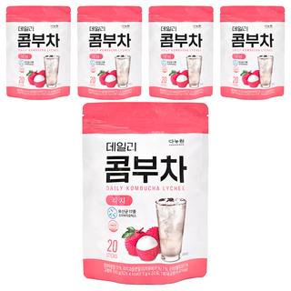 Danongwon 乳酸菌康普茶 荔枝, 健康無糖 零卡路里 氣泡感, 5g, 20條, 5袋