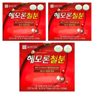 종근당건강 헤모론 철분, 60정, 3개