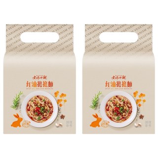 老媽拌麵 素食煮藝 紅油擔擔麵 手工提煉獨門香麻辣油 百年老廠芝麻醬 關廟細麵, 6包