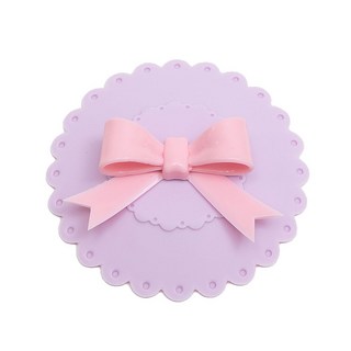 Beatrice 碧翠絲 矽膠防塵杯蓋 防塵防漏 PVC禮盒裝, 10.5cm, 底 紫色 + 蝴蝶結 粉色, 1個
