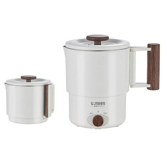 SOnGEn 松井 雙電壓多功能旅行便攜式摺疊蒸煮鍋 附收納袋 + 蒸盤 白色 1.2L, SG-D725