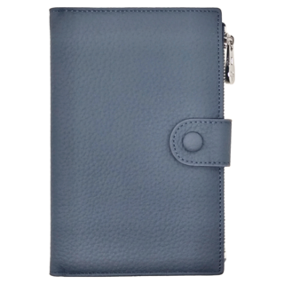 LIKEHOUSE RFID 頭層牛皮多功能護照包 PA21 牛仔藍, 17 x 11 x 1.5cm