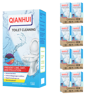 QIANHUI 倩揮 馬桶清潔泡騰片 藍色 16個, 88g, 8盒