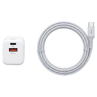 E-books B91 33W GaN氮化鎵+ 60W C to C 鋁製快充傳輸組, 白色, 1組