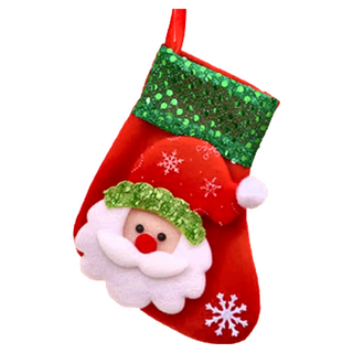 可愛聖誕襪 亮片立體款 2入, 吊掛設計 聖誕樹裝飾, 中(25 x 19cm), 聖誕老人款, 1組