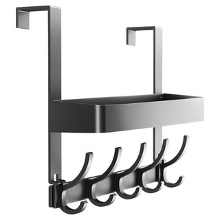 小麥購物 門後雙層掛衣架 5鉤款 C583 329g, 黑色, 1個