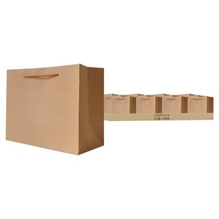 Lead home 堅固耐用牛皮素色紙質購物袋, 12個, 棕色