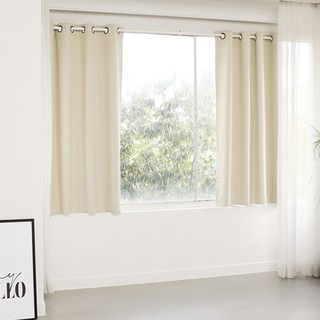 FREESPACE 基本款遮光窗簾 附窗簾綁帶, S號 (135 x 170cm), 象牙白