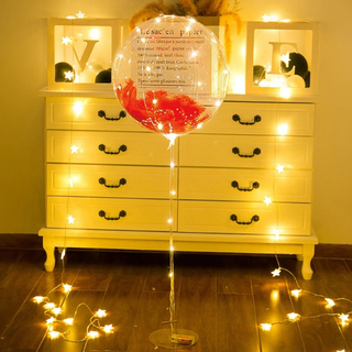 波波球 + 銅線燈 + 紅羽毛 + 波波支架, C款, 2組